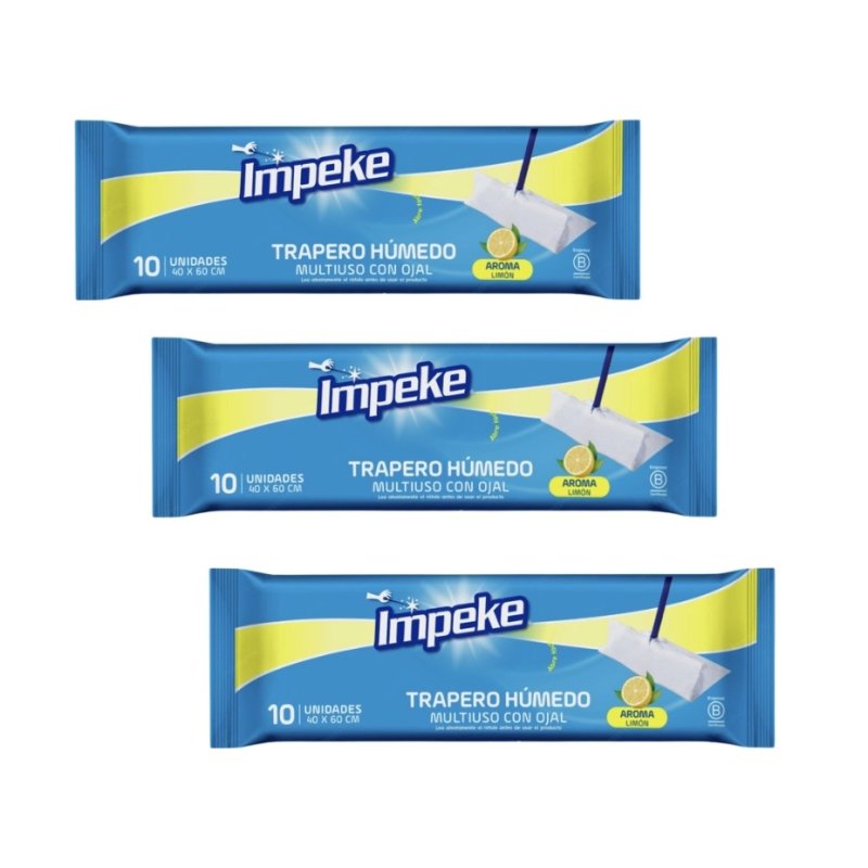 Pack X 3 traperos Húmedos Impeke limón