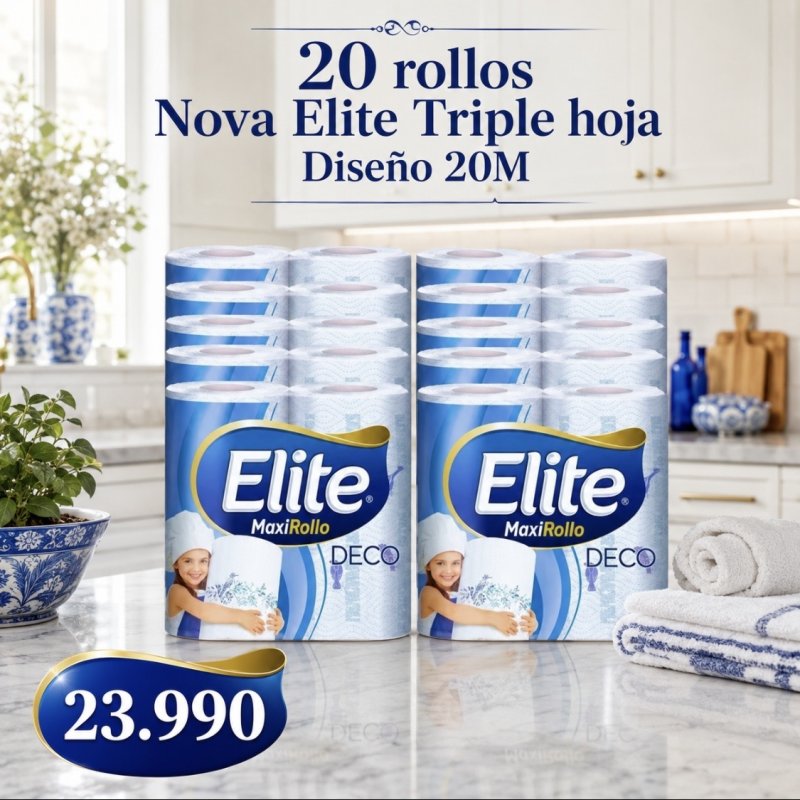 Toalla Nova Elite Deco 20 rollos 20 metros triple hoja diseño