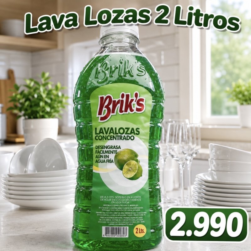 Lava Lozas Briks Limón 2 Litros