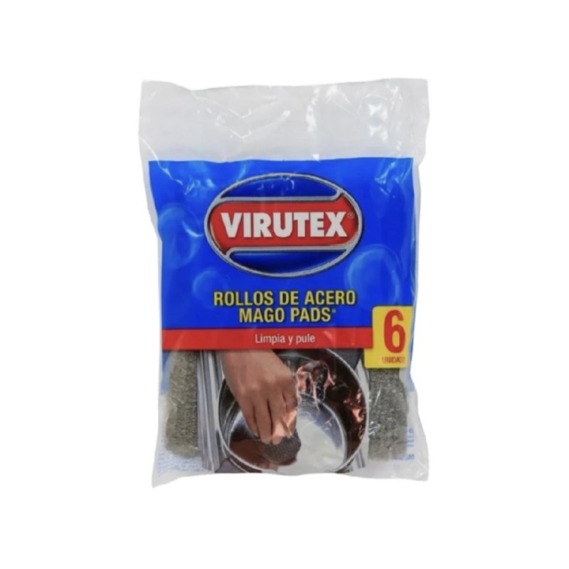 6 Rollos Virutex acero mago pads