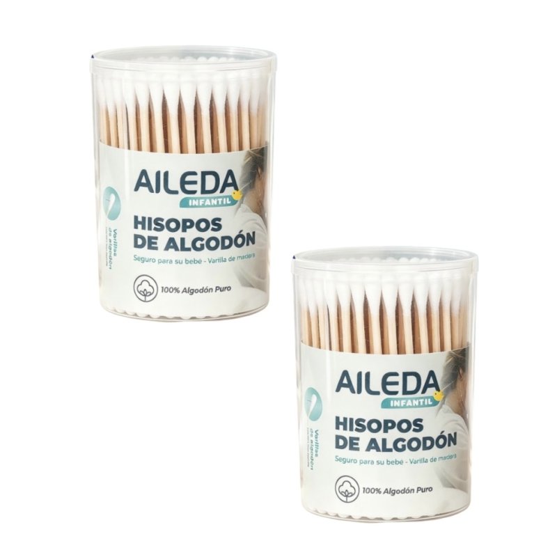 Pack x 2 Cotonitos varilla madera Aileda 100 U en c/u