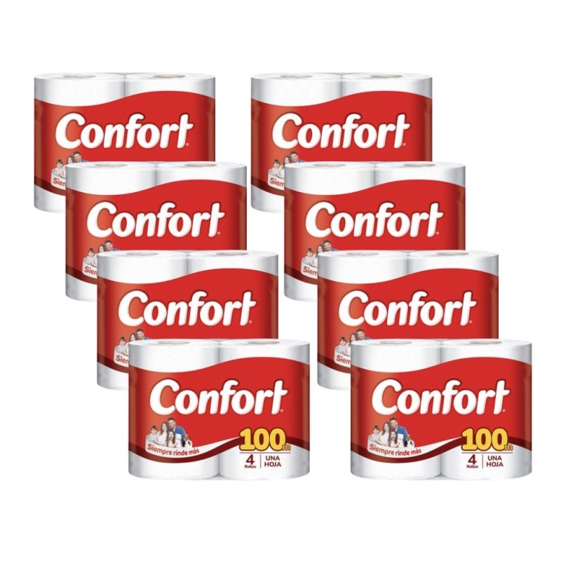 Papel higiénico Confort 100 metros 32 rollos hoja única