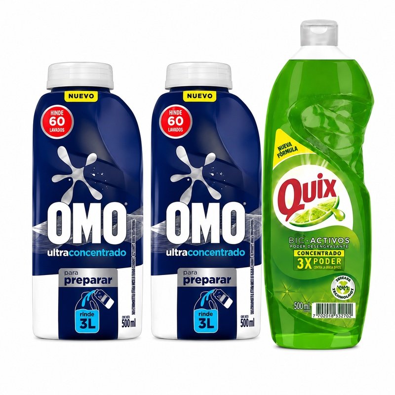 Omo líquido para Diluir 2 unidades + Quix 500 ml TRIPLE PACK