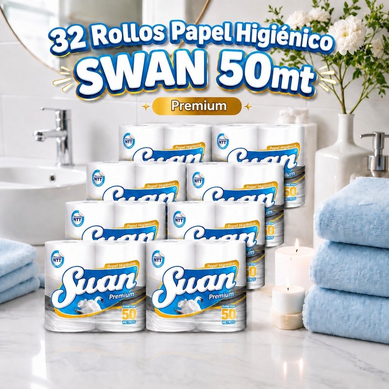 Papel higiénico Swan 50 metros: 32 Rollos Doble Hoja