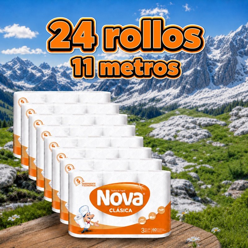 Toalla Nova Clásica 24 rollos 12 metros doble hoja