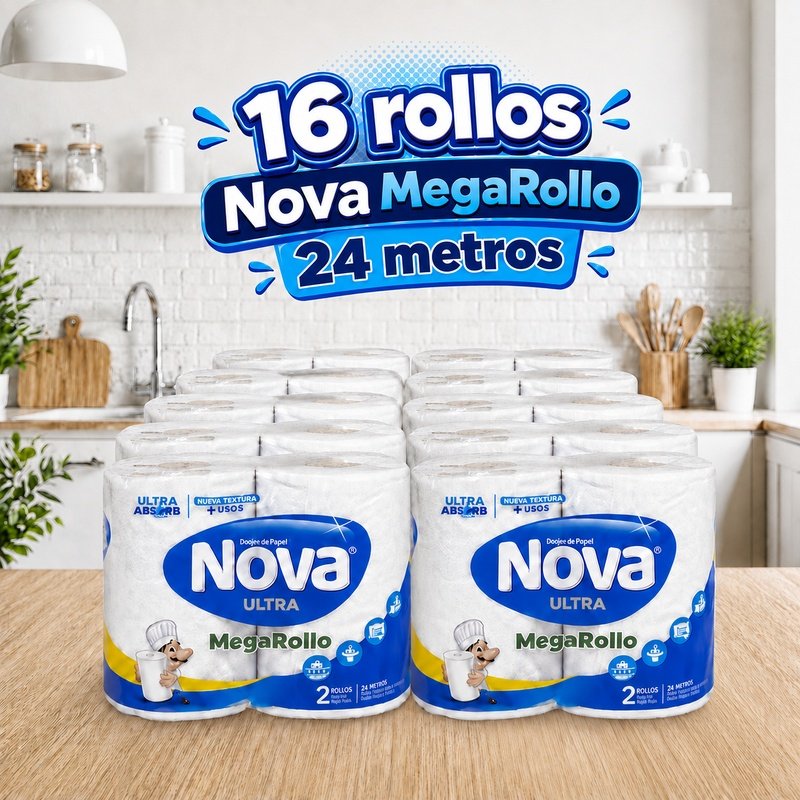 Toalla Nova Ultra Megarrollo manga 16 rollos 24 metros