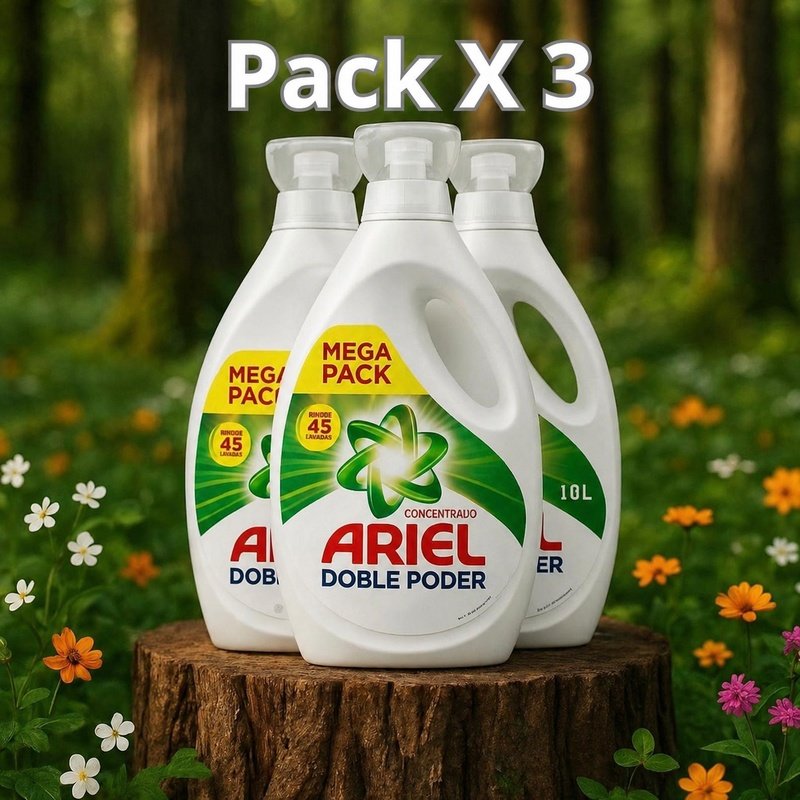 Detergente Ariel Mega Pack X3 (1.8L c/u) — Doble Poder