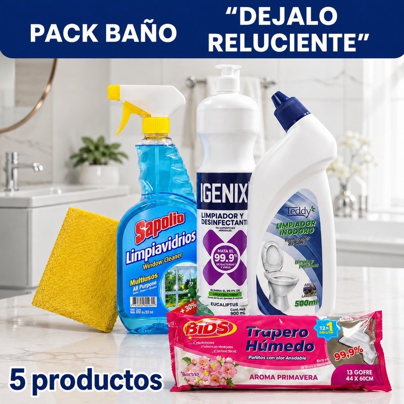Pack Baño DÉJALO RELUCIENTE 5 Productos