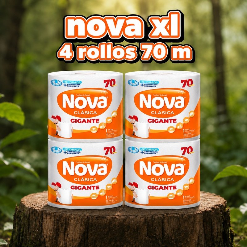 Toalla Nova XL 70 Metros doble hoja 4 rollos