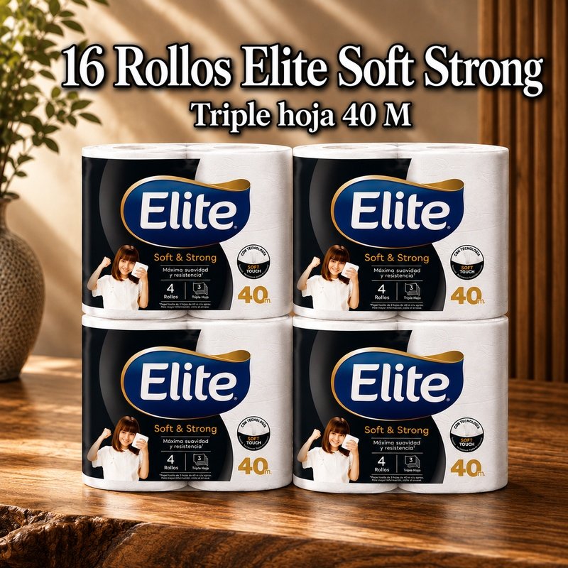Papel higiénico ELITE SOFT STRONG 40 metros 16 rollos triple hoja