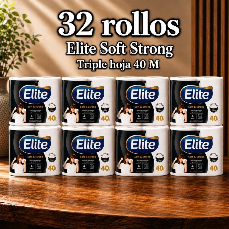 Papel higiénico ELITE SOFT STRONG 40 metros 32 rollos triple hoja