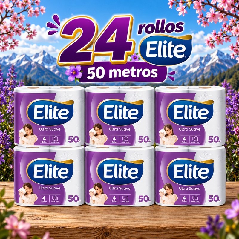 Papel Higiénico Elite 50 metros 24 rollos doble hoja