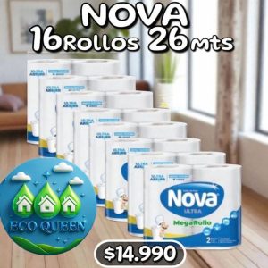 16 rollos Toalla Nova Megarrollo 26 metros