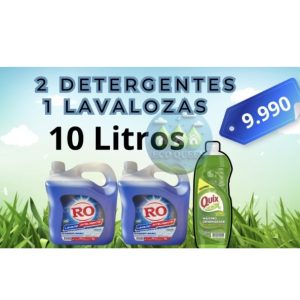TRIPLE PACK! Detergente RO Lavado Inteligente bidón 5 litros PRODUCTO ORIGINAL 2 unidades + Lavalozas Quix 500 ml