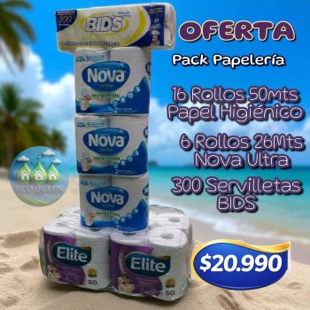 Pack Ahorro Elite: Papel Higiénico 50m + Toalla Nova Ultra + 300 Servilletas