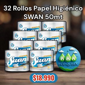 32 rollos papel higiénico 50 SWAN Doble hoja