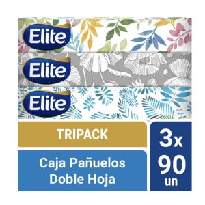3 cajas de Pañuelos Desechables Elite  90 pañuelos en cada caja